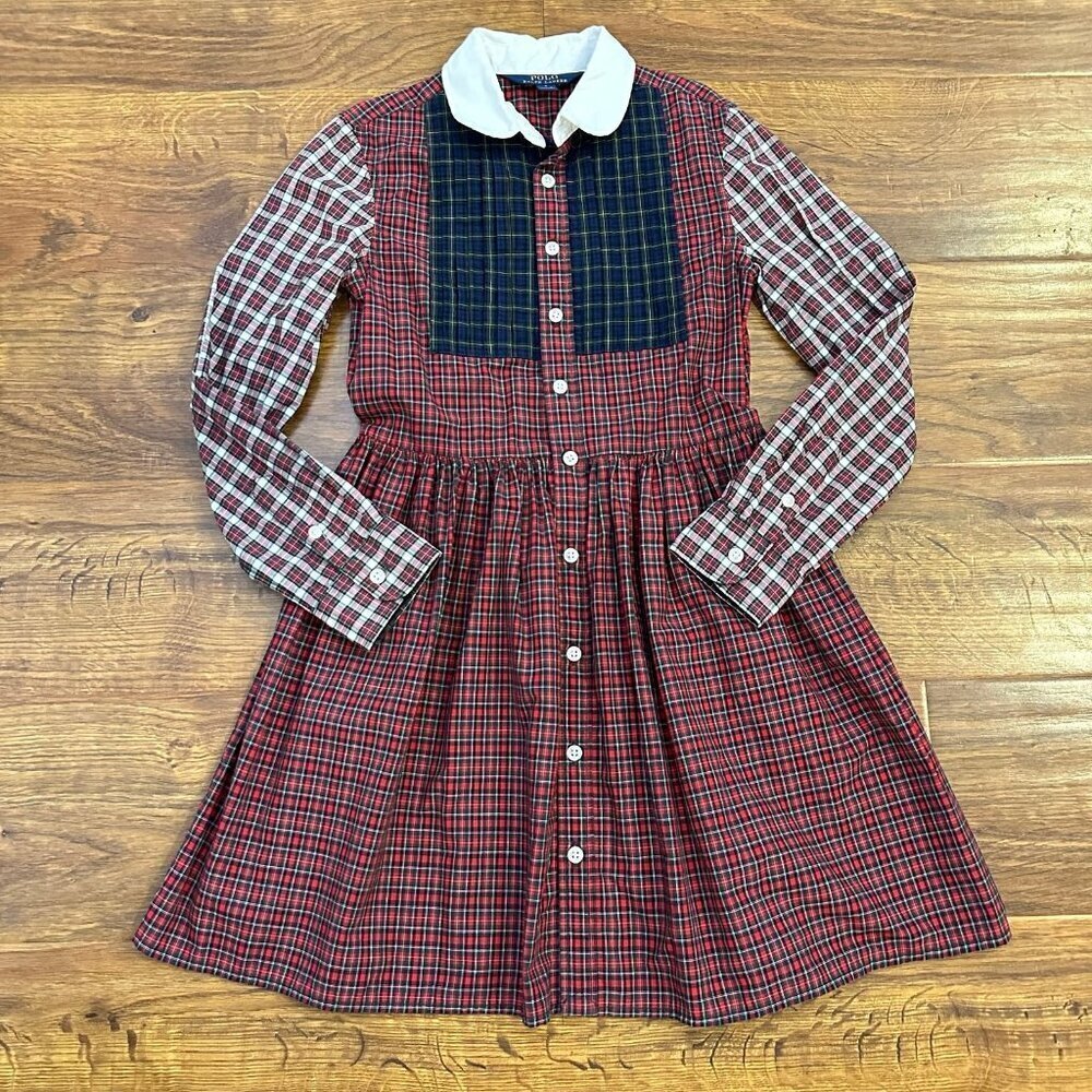 Polo Ralph Lauren plaid mixed media shirt dress